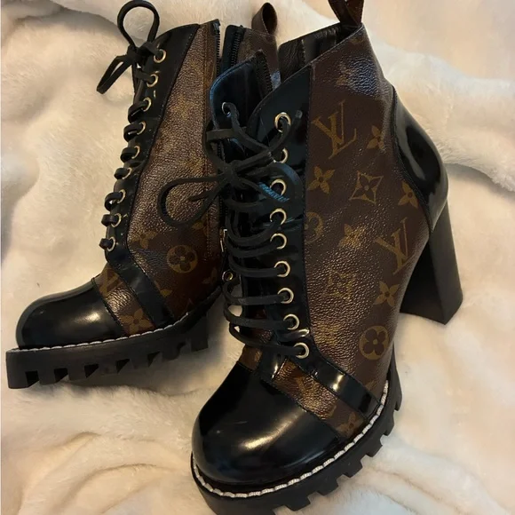 Louis Vuitton Black and Brown Heeled Boots - Picture 5 of 8